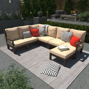 Bespoke Deep Seating 7 pc Sectional Sofa Set with Ottoman Sectional Set