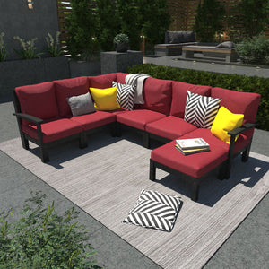Bespoke Deep Seating 7 pc Sectional Sofa Set with Ottoman Sectional Set