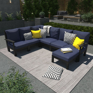 Bespoke Deep Seating 7 pc Sectional Sofa Set with Ottoman Sectional Set