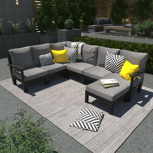 Bespoke Deep Seating 7 pc Sectional Sofa Set with Ottoman Sectional Set