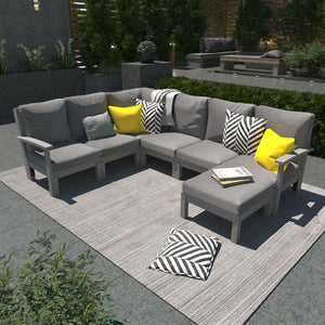 Bespoke Deep Seating 7 pc Sectional Sofa Set with Ottoman Sectional Set