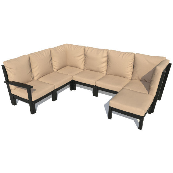 Bespoke Deep Seating 7 pc Sectional Sofa Set with Ottoman Sectional Set Driftwood / Black