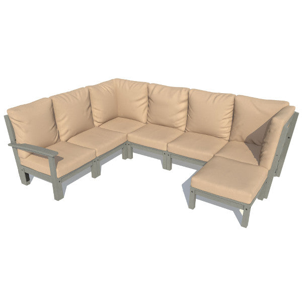 Bespoke Deep Seating 7 pc Sectional Sofa Set with Ottoman Sectional Set Driftwood / Coastal Teak
