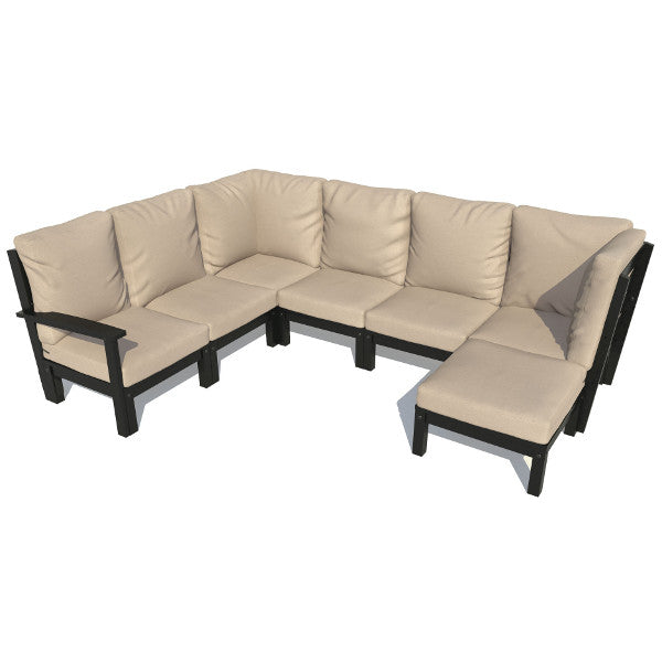 Bespoke Deep Seating 7 pc Sectional Sofa Set with Ottoman Sectional Set Dune / Black