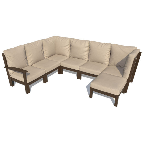 Bespoke Deep Seating 7 pc Sectional Sofa Set with Ottoman Sectional Set Dune / Weathered Acorn