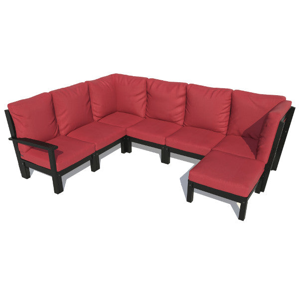 Bespoke Deep Seating 7 pc Sectional Sofa Set with Ottoman Sectional Set Firecracker Red / Black