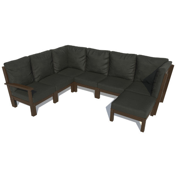 Bespoke Deep Seating 7 pc Sectional Sofa Set with Ottoman Sectional Set Jet Black / Weathered Acorn
