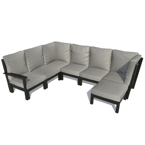 Bespoke Deep Seating 7 pc Sectional Sofa Set with Ottoman Sectional Set Stone Gray / Black