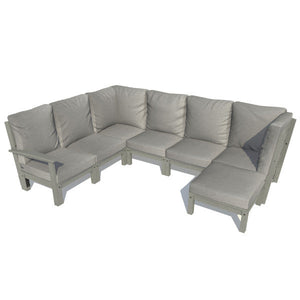 Bespoke Deep Seating 7 pc Sectional Sofa Set with Ottoman Sectional Set Stone Gray / Coastal Teak
