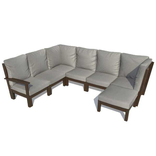 Bespoke Deep Seating 7 pc Sectional Sofa Set with Ottoman Sectional Set Stone Gray / Weathered Acorn