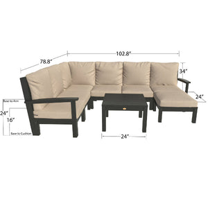 Bespoke Deep Seating 8 pc Sectional Sofa Set with Ottoman and Side Table Sectional Set