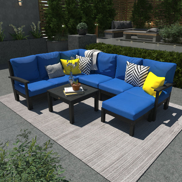 Bespoke Deep Seating 8 pc Sectional Sofa Set with Ottoman and Side Table Sectional Set