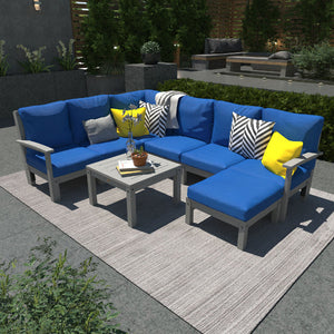 Bespoke Deep Seating 8 pc Sectional Sofa Set with Ottoman and Side Table Sectional Set