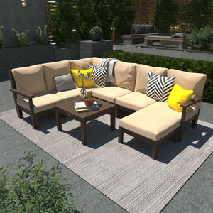 Bespoke Deep Seating 8 pc Sectional Sofa Set with Ottoman and Side Table Sectional Set