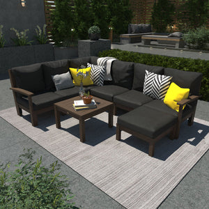 Bespoke Deep Seating 8 pc Sectional Sofa Set with Ottoman and Side Table Sectional Set