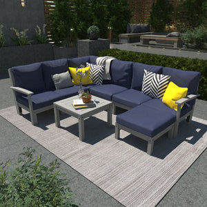 Bespoke Deep Seating 8 pc Sectional Sofa Set with Ottoman and Side Table Sectional Set