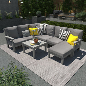 Bespoke Deep Seating 8 pc Sectional Sofa Set with Ottoman and Side Table Sectional Set