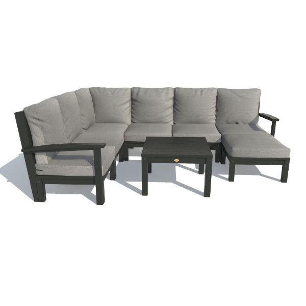 Bespoke Deep Seating 8 pc Sectional Sofa Set with Ottoman and Side Table Sectional Set Stone Gray / Weathered Acorn