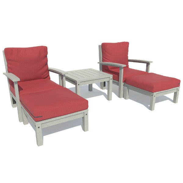 Bespoke Deep Seating Chaise Set with Side Table Chair Firecracker Red / Coastal Teak