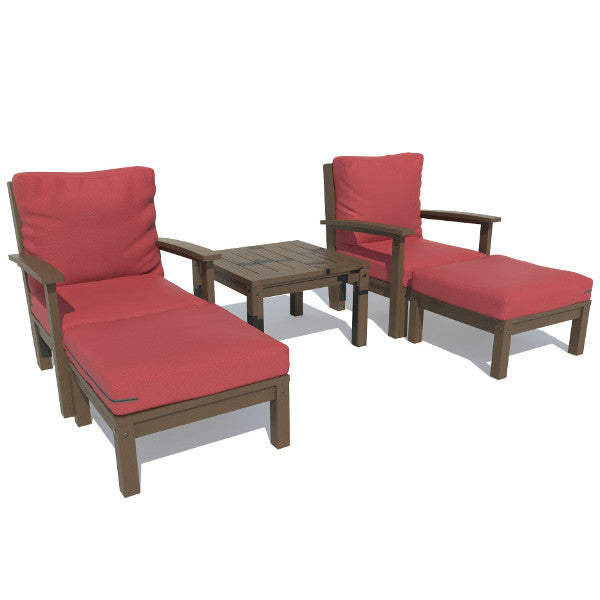 Bespoke Deep Seating Chaise Set with Side Table Chair Firecracker Red / Weathered Acorn