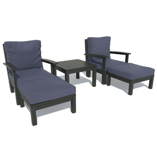Bespoke Deep Seating Chaise Set with Side Table Chair Navy Blue / Black