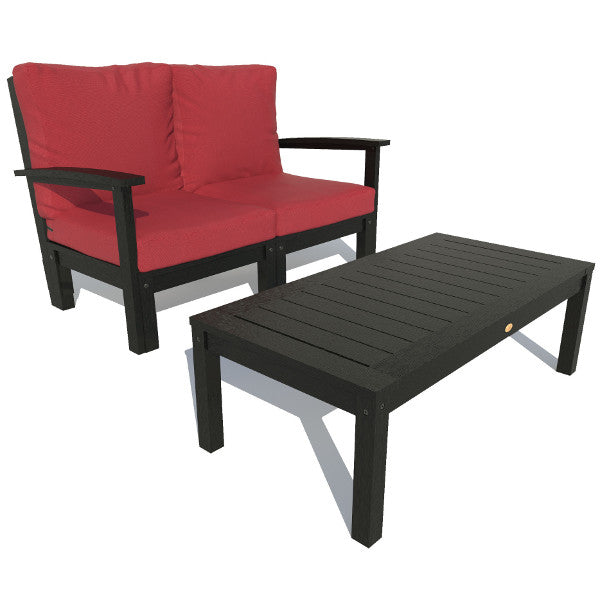 Bespoke Deep Seating Loveseat and Conversation Table Chair Firecracker Red / Black