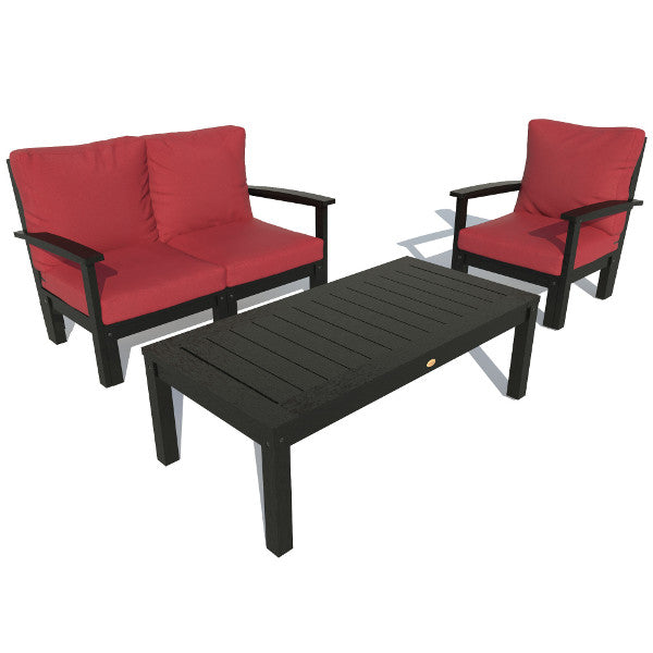 Bespoke Deep Seating Loveseat, Chair and Conversation Table Chair Firecracker Red / Black