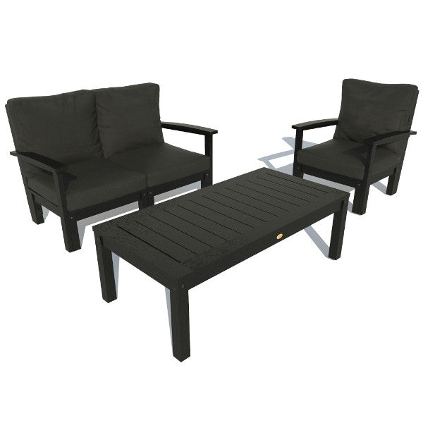Bespoke Deep Seating Loveseat, Chair and Conversation Table Chair Jet Black / Black