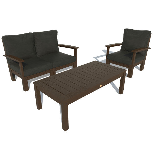 Bespoke Deep Seating Loveseat, Chair and Conversation Table Chair Jet Black / Weathered Acorn