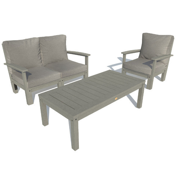 Bespoke Deep Seating Loveseat, Chair and Conversation Table Chair Stone Gray / Coastal Teak