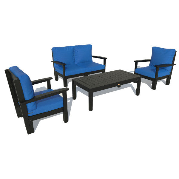 Bespoke Deep Seating Loveseat, Set of Chairs and Conversation Table Chair Cobalt Blue / Black