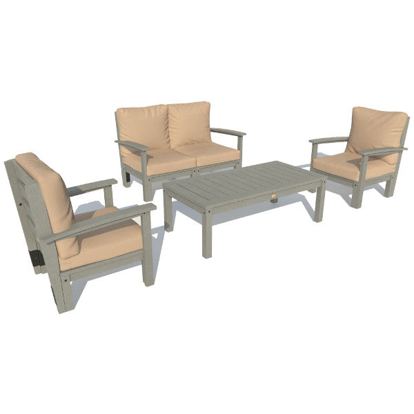 Bespoke Deep Seating Loveseat, Set of Chairs and Conversation Table Chair Driftwood / Coastal Teak