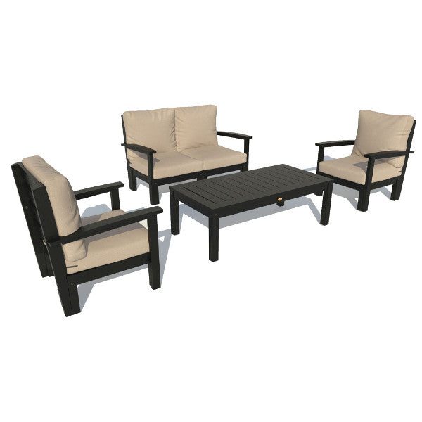 Bespoke Deep Seating Loveseat, Set of Chairs and Conversation Table Chair Dune / Black