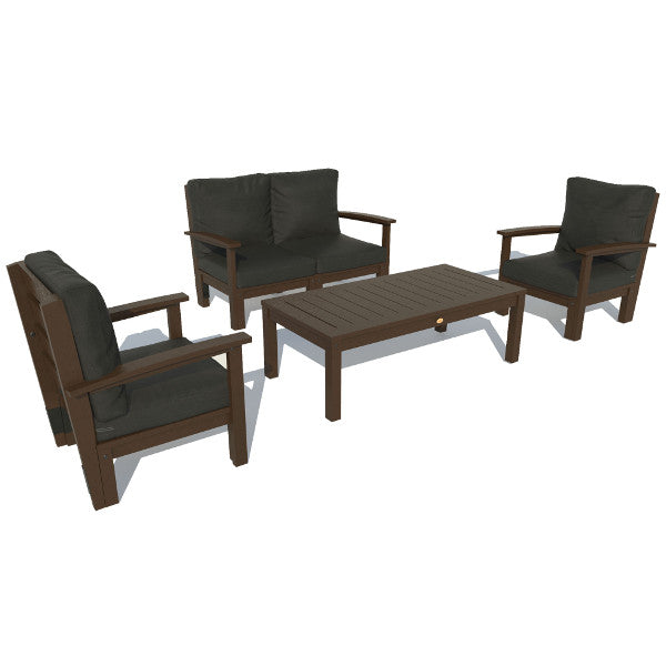 Bespoke Deep Seating Loveseat, Set of Chairs and Conversation Table Chair Jet Black / Weathered Acorn