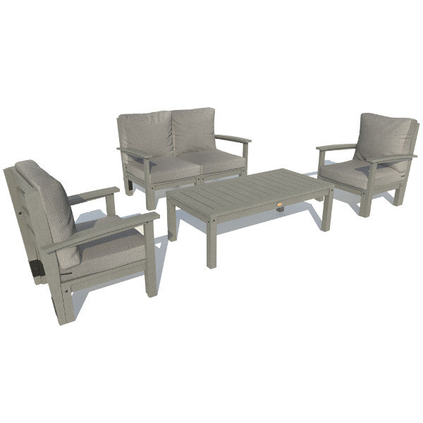 Bespoke Deep Seating Loveseat, Set of Chairs and Conversation Table Chair Stone Gray / Coastal Teak