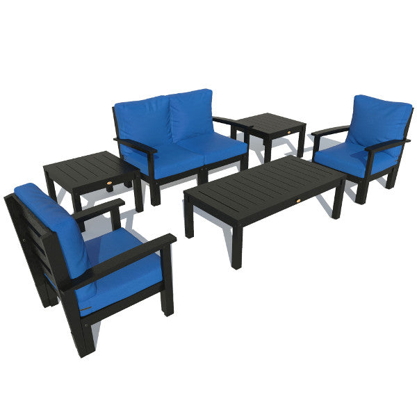 Bespoke Deep Seating Loveseat, Set of Chairs, Conversation and 2 Side Table Chair Cobalt Blue / Black