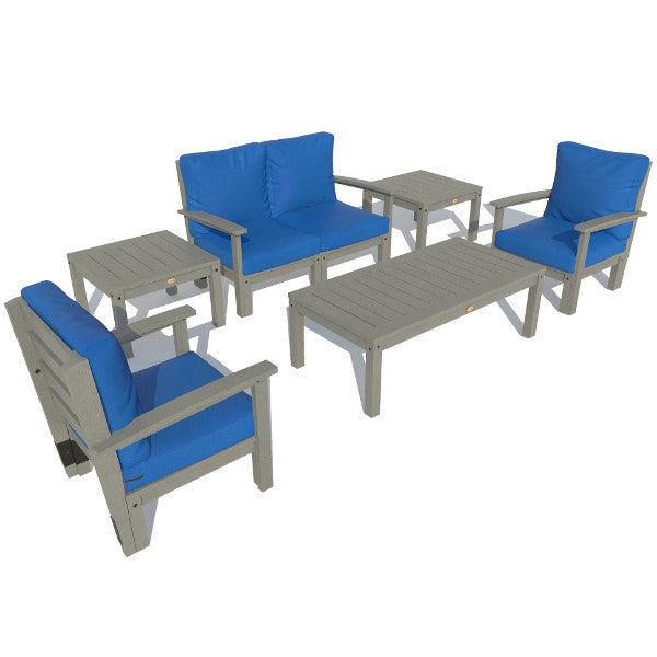 Bespoke Deep Seating Loveseat, Set of Chairs, Conversation and 2 Side Table Chair Cobalt Blue / Coastal Teak