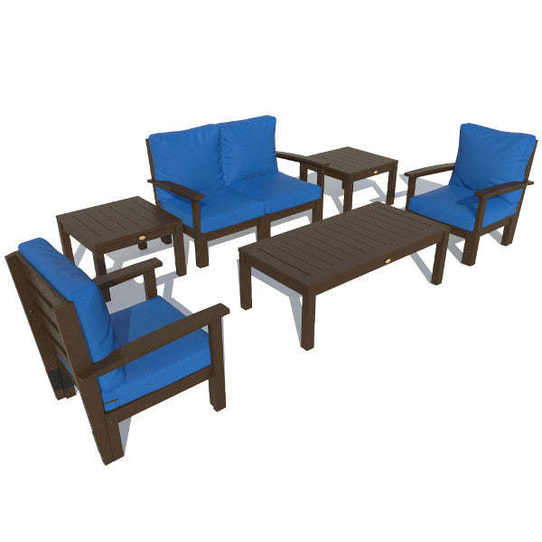 Bespoke Deep Seating Loveseat, Set of Chairs, Conversation and 2 Side Table Chair Cobalt Blue / Weathered Acorn