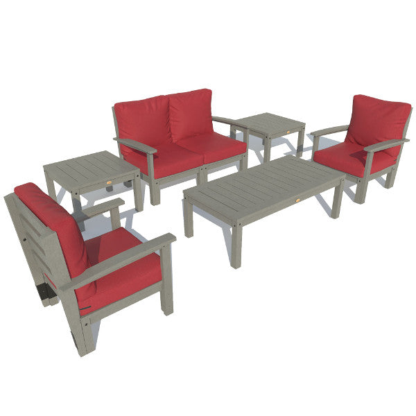 Bespoke Deep Seating Loveseat, Set of Chairs, Conversation and 2 Side Table Chair Firecracker Red / Coastal Teak