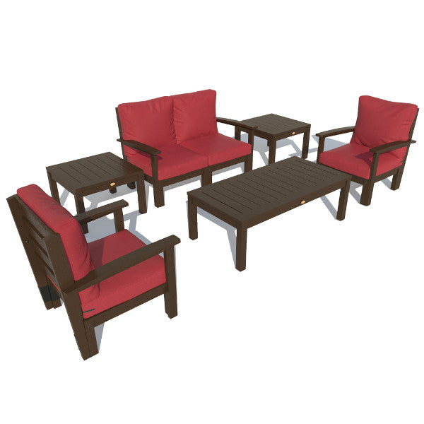 Bespoke Deep Seating Loveseat, Set of Chairs, Conversation and 2 Side Table Chair Firecracker Red / Weathered Acorn