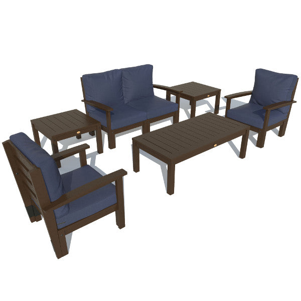 Bespoke Deep Seating Loveseat, Set of Chairs, Conversation and 2 Side Table Chair Navy Blue / Weathered Acorn
