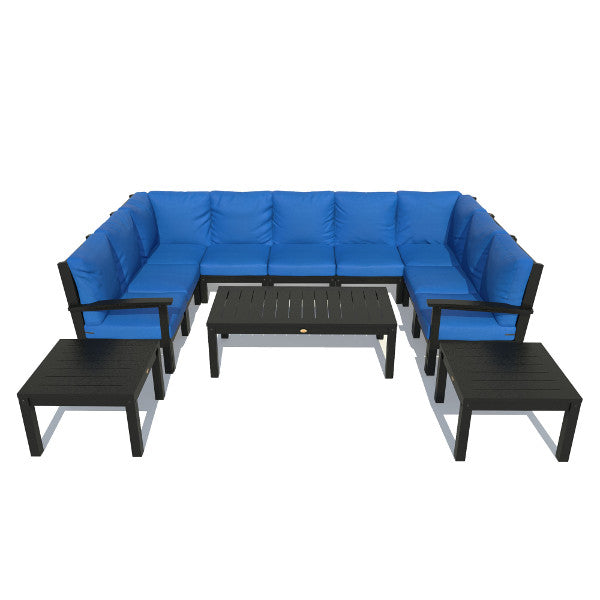 Bespoke Deep Seating Sofa and Ottoman Outdoor Sofa Cobalt Blue / Weathered Acorn