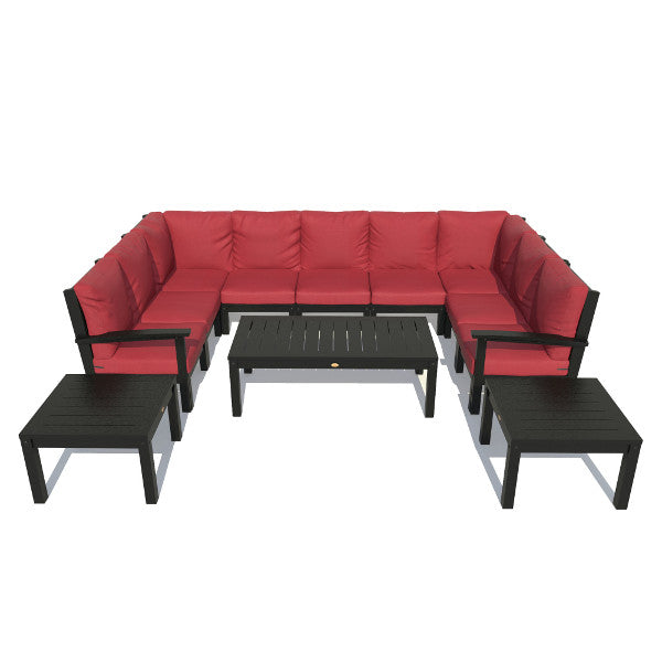 Bespoke Deep Seating Sofa and Ottoman Outdoor Sofa Firecracker Red / Weathered Acorn
