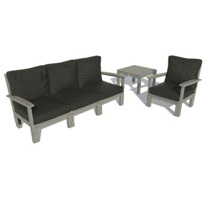 Bespoke Deep Seating Sofa, Chair and Side Table Sectional Set Jet Black / Coastal Teak