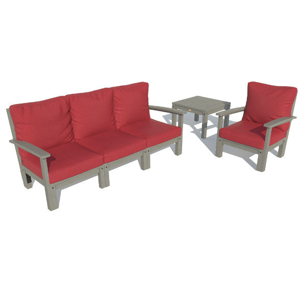 Bespoke Deep Seating Sofa, Chair and Side Table Sectional Set Firecracker Red / Coastal Teak
