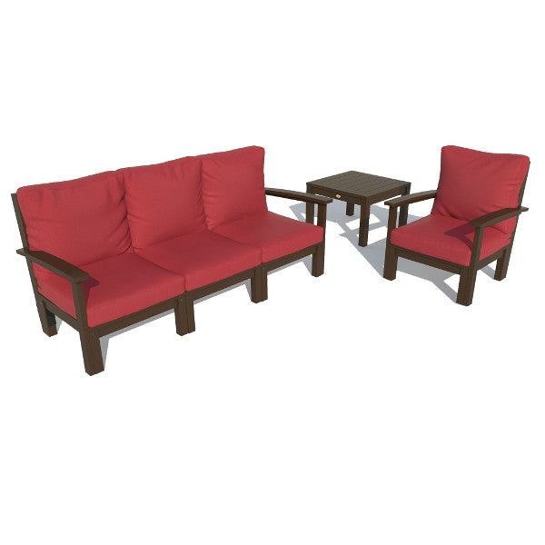 Bespoke Deep Seating Sofa, Chair and Side Table Sectional Set Firecracker Red / Weathered Acorn