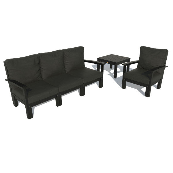 Bespoke Deep Seating Sofa, Chair and Side Table Sectional Set Jet Black / Black