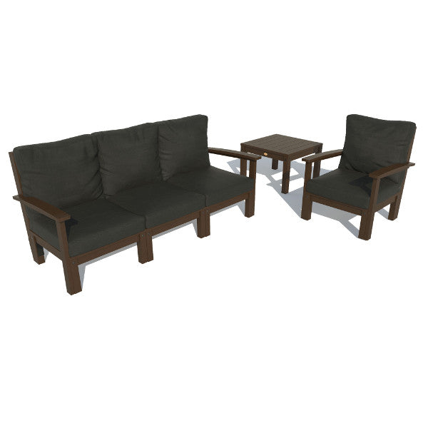 Bespoke Deep Seating Sofa, Chair and Side Table Sectional Set Jet Black / Weathered Acorn