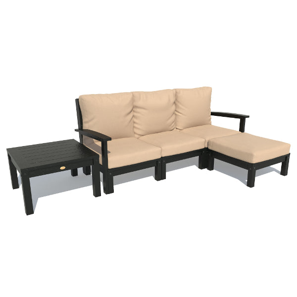 Bespoke Deep Seating Sofa, Ottoman and Side Table Sectional Set Driftwood / Black