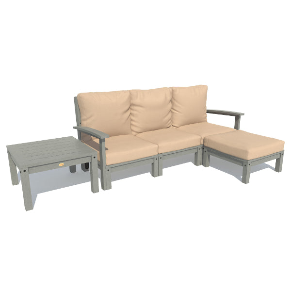 Bespoke Deep Seating Sofa, Ottoman and Side Table Sectional Set Driftwood / Coastal Teak